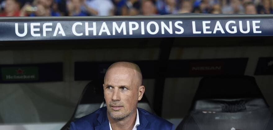 BRUGGE, BELGIUM - AUGUST 28 : Philippe Clement head coach of Club Brugge during the Champions League Play-offs 2nd leg match game between Club Brugge and LASK on August 28, 2019 in Brugge, Belgium, 28 08 2019 ( Photo by {Byline:Pc} Photonews FOOTBALL : Club Brugge vs LASK - Champions League Play-offs - 28 08 2019 PHOTONEWS PANORAMIC 