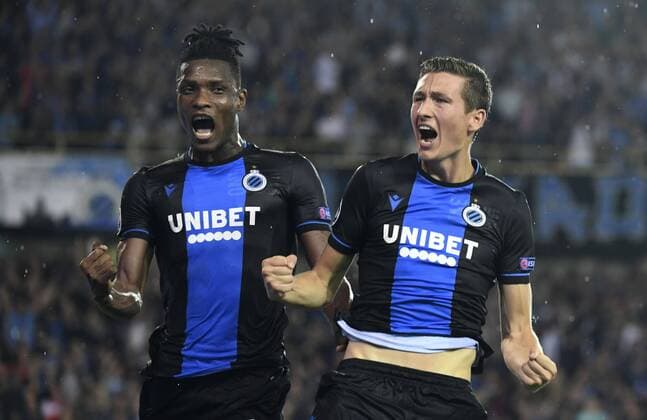 BRUGGE, BELGIUM - AUGUST 28 : Hans Vanaken midfielder of Club Brugge celebrates with teammates after scoring during the Champions League Play-offs 2nd leg match game between Club Brugge and LASK on August 28, 2019 in Brugge, Belgium, 28 08 2019 ( Photo by {Byline:Pc} Photonews FOOTBALL : Club Brugge vs LASK - Champions League Play-offs - 28 08 2019 PHOTONEWS PANORAMIC 
