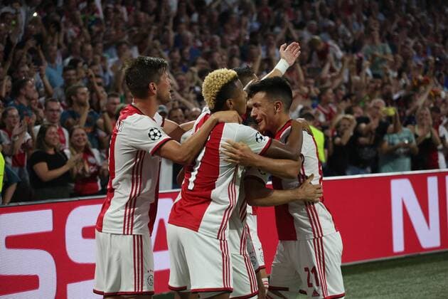 August 28, 2019: AMSTERDAM, NETHERLANDS - AUGUST 28, 2019: Edson Alvarez (Ajax) celebrates after scoring during the second leg of the 2019 20 UEFA Champions League Final Final Qualifying Round fixture between AFC Ajax (Netherlands) and Apoel FC (Cyprus) at Johan Cruijff ArenA. UEFA Champions League Qualyfications: Ajax Amsterdam vs APOEL FC - ZUMAm251 20190828_zsp_m251_103 Copyright: xFedericoxGuerraxMaranesix