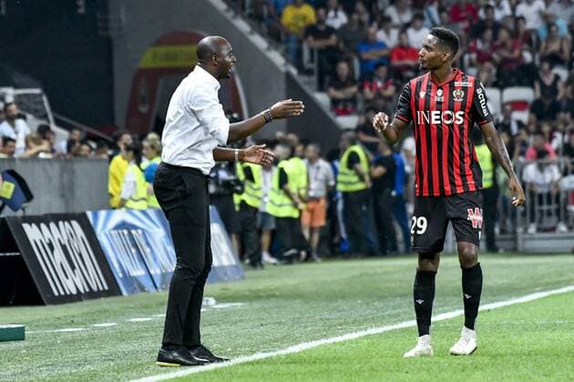 Patrick Vieira (entraineur de l OGC Nice) - Christophe Herelle (OGC Nice) FOOTBALL : OGC Nice vs Olympique de Marseille - Ligue 1 Conforama - Nice - 28 08 2019 NorbertScanella PanoramiC 
