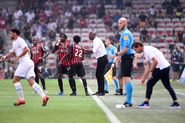 PATRICK VIEIRA (ENTRAINEUR NICE) - 05 ADRIEN TAMEZE (NICE) - FAIR PLAY FOOTBALL : Nice vs Marseille - Ligue 1 Conforama - 28 08 2019 FEP Panoramic 