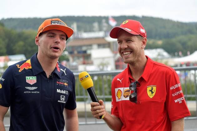 FORMULA 1 2019 JOHNNIE WALKER BELGIAN GRAND PRIX, 29.08 - 01.09.2019 29.08.2019, Circuit de Spa-Francorchamps, Spa-Franchorchamps, FORMULA 1 2019 JOHNNIE WALKER BELGIAN GRAND PRIX, 29.08 - 01.09.2019 , im Bild Sebastian Vettel (GER 5), Scuderia Ferrari Mission Winnow, Max Verstappen (NEL 33), Aston Martin Red Bull Racing