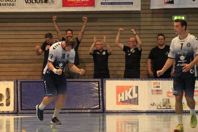 2.Bundesliga Handball VfL Luebeck-Schwartau - VfL Gummersbach 30.08.2019, Hansehalle Luebeck, GER, VfL Luebeck-Schwartau - VfL Gummersbach im Bild picture shows Martin Waschul VfL Luebeck-Schwartau jubelt.