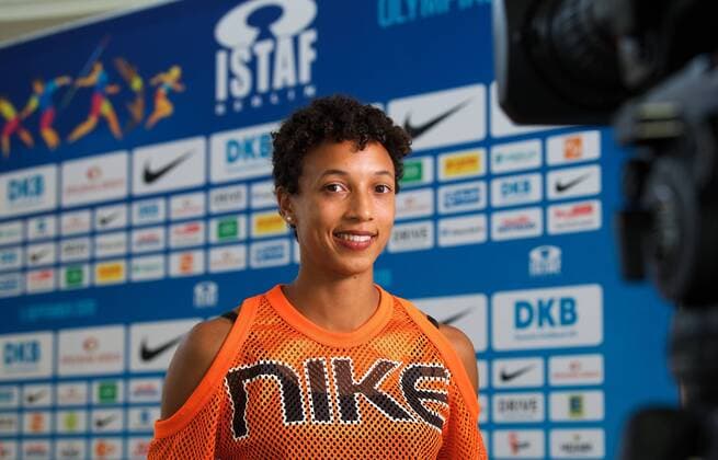 Leichathletik Berlin 30.08.2019 Internationales Stadionfest Berlin ISTAF Pressekonferenz Messe Berlin Marshalhaus Sommergarten Malaika MIHAMBO GER Weitsprung