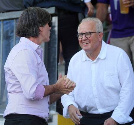 SC Freiburg - 1. FC Köln Deutschland, Freiburg, 31.08.2019, Fussball, Bundesliga, Saison 2019 2020, 3. Spieltag, SC Freiburg - 1.FC Köln (1:2): v.l. Joachim Löw (DFB), Fritz Keller (Präsident SC Freiburg), DFL DFB REGULATIONS PROHIBIT ANY USE OF PHOTOGRAPHS AS IMAGE SEQUENCES AND OR QUASI-VIDEO.