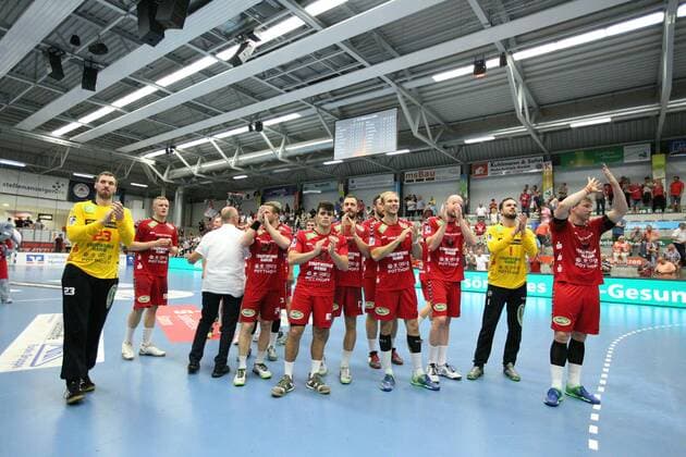 Siegesjubel bei ASV Hamm-Westfalen GER, Handball, 2. Bundesliga, ASV Hamm-Westfalen gegen HC Elbflorenz Dresden, 31.08.2019 Hamm Copyright: xEIBNER JanxStrohdiekx EP_JSK