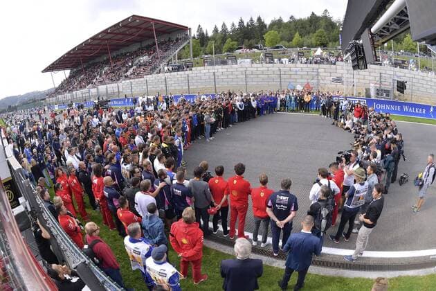 HUBERT Anthoine Mutter und Bruder mit Helm bei der Gedenkfeier fuer den verunglueckten F2 Fahrer HUBERT Anthonie Grand Prix von Belgien in Spa Circuit de Spa-Francorchamps am 01.09. 2019 in Spa