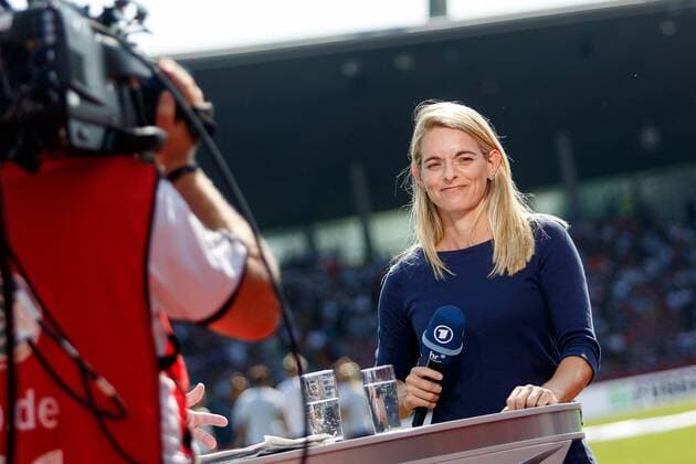 31.08.2019, xchx, Fussball EM-Qualifikation Damen, Deutschland - Montenegro emspor, v.l. Nia Künzer (ARD Sportschau) (DFL DFB REGULATIONS PROHIBIT ANY USE OF PHOTOGRAPHS as IMAGE SEQUENCES and or QUASI-VIDEO) Kassel