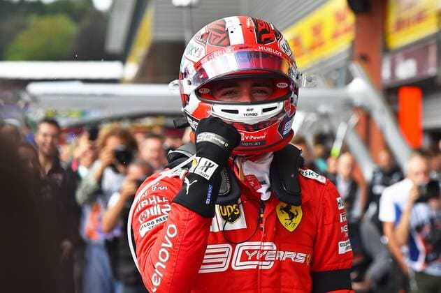 01.09.2019, xekx, Motorsport FIA Formel 1, Großer Preis von Belgien 2019 - Rennen emspor, Sieger, 1. Platz, Charles Leclerc (Ferrari) (DFL DFB REGULATIONS PROHIBIT ANY USE OF PHOTOGRAPHS as IMAGE SEQUENCES and or QUASI-VIDEO) Spa