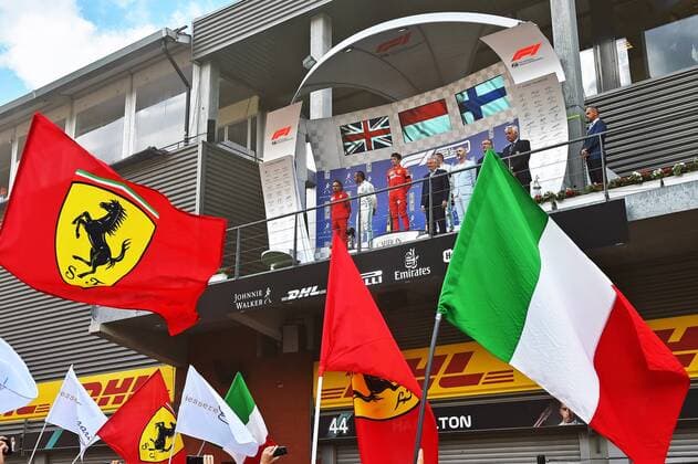 01.09.2019, xekx, Motorsport FIA Formel 1, Großer Preis von Belgien 2019 - Rennen emspor, Siegerehrung, 1. Platz Charles Leclerc (Ferrari), 2. Platz Lewis Hamilton (Mercedes-AMG Petronas), 3. Platz Valtteri Bottas (Mercedes-AMG Petronas) (DFL DFB REGULATIONS PROHIBIT ANY USE OF PHOTOGRAPHS as IMAGE SEQUENCES and or QUASI-VIDEO) Spa
