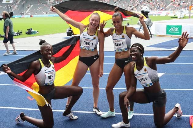 Bilder des Jahres 2019, Sport 09 September Sport Bilder des Tages ISTAF - Leichtathletik - 2019 Berlin, Deutschland 01. September 2019: ISTAF - Leichtathletik - 2019 v.li. Lisa Marie Kwayie (Neukoellner SF), Gina Lueckenkemper (GER SCC Berlin), Tatjana Pinto (GER LC Paderborn), Yasmin Kwadwo (GER TSV Bayer 04 Leverkusen) *** ISTAF Leichtathletik 2019 Berlin, Germany 01 September 2019 ISTAF Leichtathletik 2019 v left Lisa Marie Kwayie Neukoellner SF , Gina Lueckenkemper GER SCC Berlin , Tatjana Pinto GER LC Paderborn , Yasmin Kwadwo GER TSV Bayer 04 Leverkusen Copyright: xBEAUTIFULxSPORTS Footcornerx