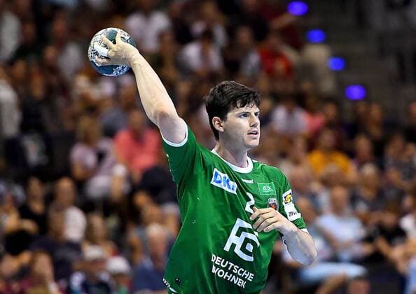 01.09.2019, xlakx, Handball Bundesliga, Fuechse Berlin - HC Erlangen emspor, v.l.am Ball Simon Ernst(Fuechse Berlin 2) Berlin