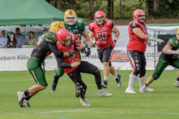 GFL1 Nord, Cologne Crocodiles - Potsdam Royals, Köln, 1.9.2019 Frederik Myrup Nielsen (Potsdam Royals), Cologne Crocodiles - Potsdam Royals am 1.9.2019 im Sportpark Höhenberg, Köln Copyright: xBEAUTIFULxSPORTS MarcxJungex