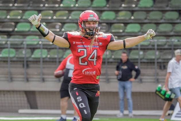 GFL1 Nord, Cologne Crocodiles - Potsdam Royals, Köln, 1.9.2019 Ville-Valtteri Suojanen (Potsdam Royals), Cologne Crocodiles - Potsdam Royals am 1.9.2019 im Sportpark Höhenberg, Köln Copyright: xBEAUTIFULxSPORTS MarcxJungex