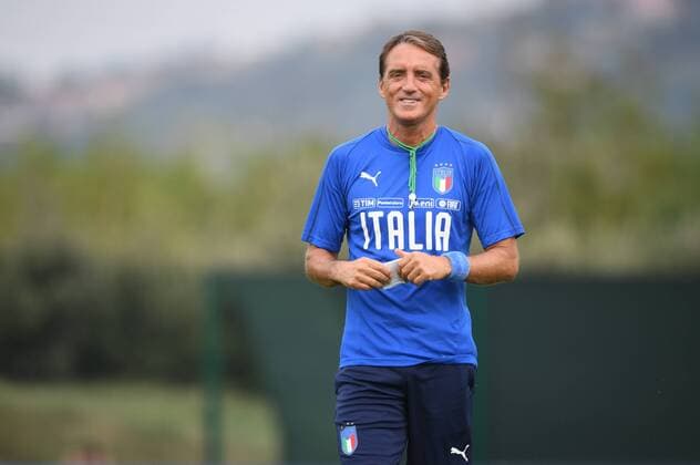 Photo Massimo Paolone LaPresse September 2, 2019 Casteldebole (Bologna), Italy soccer Italy Meeting - European Championship, EM, Europameisterschaft Qualification 2020 - technical center Isokinetic In the pic: Roberto Mancini during the training  Copyright: xMassimoxPaolone LaPressex
