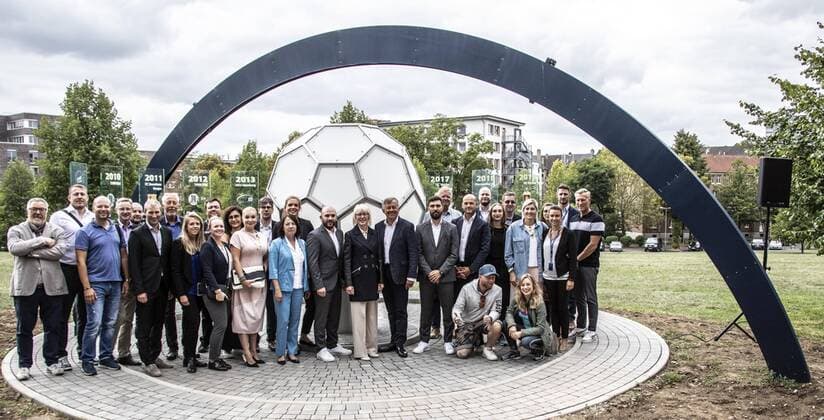 Einweihung der 10. Stele am Ball of Fame Handball Final 4 Lanxess Arena Koeln Deutschland Datum: 03.09.2019 Gruppenfoto