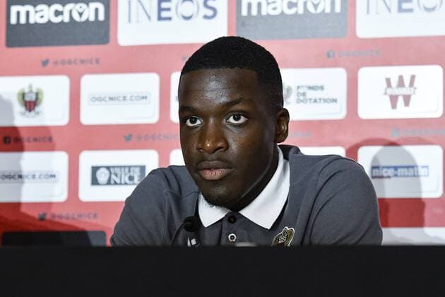Stanley Nsoki (OGC Nice) FOOTBALL : Conference de presentation de Stanley Nsoki - Nice - 03 09 2019 NorbertScanella PanoramiC 