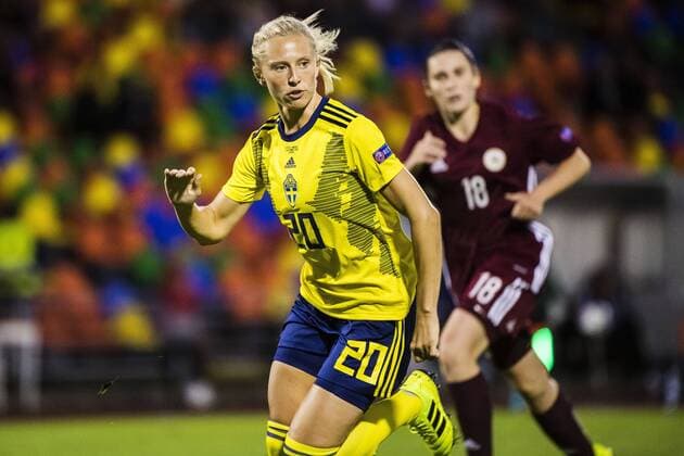 190903 Rebecka Blomqvist of Sweden during the UEFA Women s EURO Qualifier, EM, Europameisterschaft football match between Latvia and Sweden on September 3, 2019 in LiepÄja. Photo: Simon Hastegard Bildbyran Kod SH 180119 bbeng fotboll football fotball soccer dam women kvinner euro qualifyer em-kval kval em lettland sverige liepaja Copyright: SIMONxHASTEGARD BB190903SH055