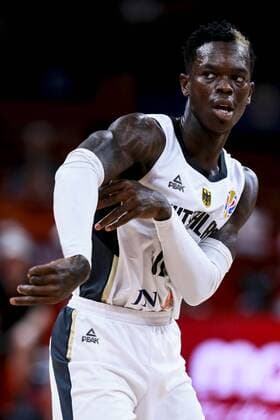 Picture of German professional basketball player Dennis Schroder of the Germany National Basketball Team at the third round of Group G Jordan vs Germany 2019 FIBA Basketball World Cup in Dongguan city, south China s Guangdong province, 4 September 2019. Jordan lost to Germany at the thrid round of Group G FIBA Basketball World Cup 62-96. Jordan lost to Germany 62-96 at the thrid round of Group G 2019 FIBA Basketball World Cup  748407805292445704
