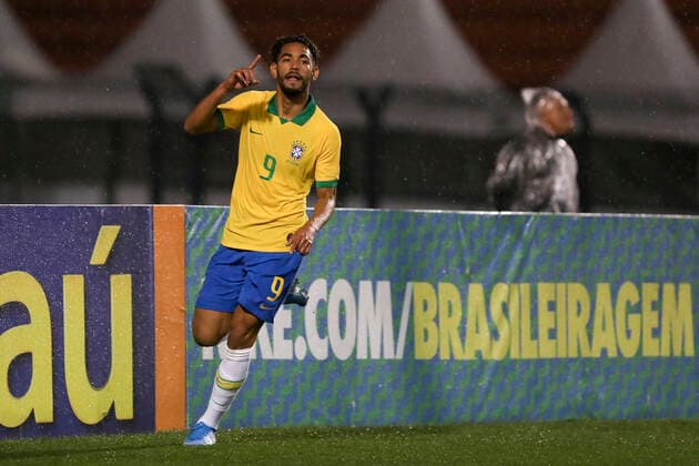 Brasil x Colômbia SÃO PAULO, SP - 05.09.2019: BRASIL X COLÔMBIA - Commemoration of Brazil& 39;cond goa goal, scored by Matheus Cunha, during the match between the Brazilian Olympic Team and the Colombia U-23 Team held at the Pacaembu Stadium in São Paulo, SP. Friendly preparation for the Tokyo 2020 Olympics. (Photo: Marco Galvão Fotoarena) x1790683x  MarcoxGalvão