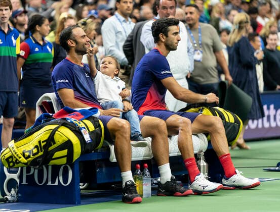 US Open Tennis Championship 2019 Day 12 Juan Sebastian Cabal, son Jacobo Cabal, Robert Farah (Colombia) winner of US Open Championships mens doubles final seat at Billie Jean King National Tennis Center New York New York United States Metrograph  LevxRadin PacificxPress