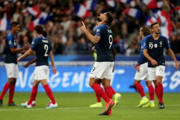 Paris, France 07.09.2019, UEFA EM Qualifikation, Runde 5, Gruppe H, Frankreich - Albanien, Olivier Giroud (FRA) Torjubel, jubelt nach seinem treffer zum 2:0, celebrates after scoring his team s second goal, ( Paris Stade de France France eu-images- 01062000022
