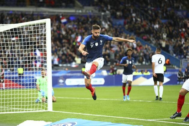 joie Olivier Giroud (France) FOOTBALL : France vs Albanie - Match de Qualifications EURO 2020 - 07 09 2019 GwendolineLeGoff Panoramic 