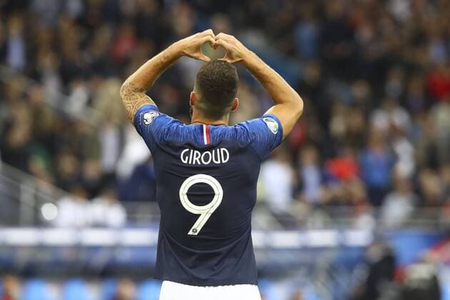 joie Olivier Giroud (France) FOOTBALL : France vs Albanie - Match de Qualifications EURO 2020 - 07 09 2019 GwendolineLeGoff Panoramic 