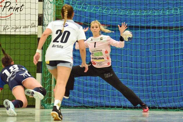 Mandy Hoogenboom (Waiblingen Tigers 1) im Tor SG H2Ku Herrenberg, Handball, Ligaspiel, 07.09.2019, Foto:TBaur Eibner SG H2Ku Herrenberg Kuties vs. Waiblingen Tigers Herrenberg Copyright: xEIBNER TobiasxBaurx EP_TBR