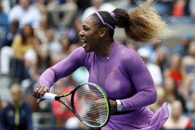 (190908) -- NEW YORK, Sept. 8, 2019 -- Serena Williams of the United States hits a return during the women s singles final match between Bianca Andreescu of Canada and Serena Williams of the United States at the 2019 US Open in New York, the United States, Sept. 7, 2019. ) (SP)US-NEW YORK-TENNIS-US OPEN-WOMEN S SINGLES-FINAL LixMuzi 