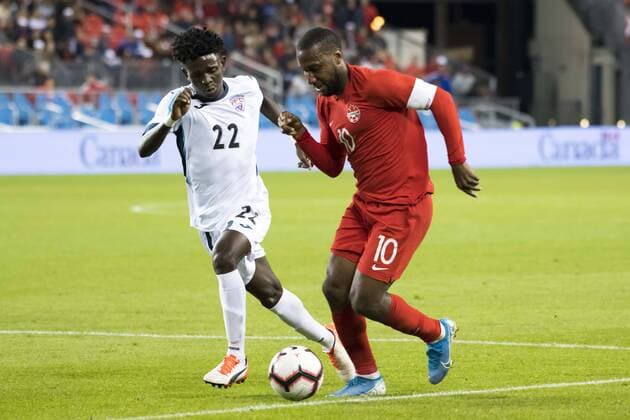 September 7, 2019, Toronto, Ontario, Canada: Randys Reve (22) and Junior Hoilett (10) in action during the Canada vs Cuba - Nations League qualifier game Canada vs Cuba - Nations League qualifier - ZUMAm154 20190907_zap_m154_036 Copyright: xAngelxMarchinix