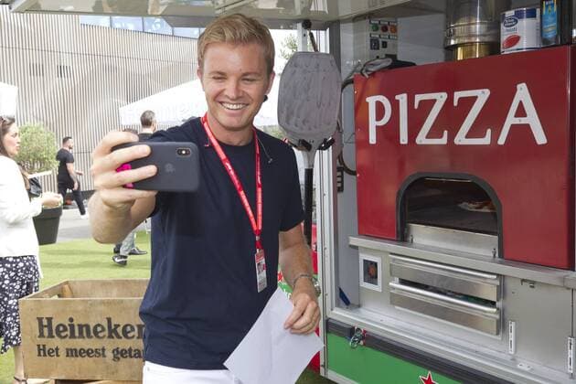 Monza, Italy - September 07, 2019: FIA Formula One World Championship, WM, Weltmeisterschaft Grand Prix of Italy with F1 Champion Nico Rosberg waiting for Pizza in the Paddock Monza: FIA Formula One World Championship, Grand Prix of Italy