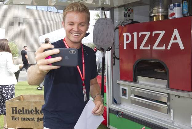 Monza, Italy - September 07, 2019: FIA Formula One World Championship, WM, Weltmeisterschaft Grand Prix of Italy with F1 Champion Nico Rosberg waiting for Pizza in the Paddock Monza: FIA Formula One World Championship, Grand Prix of Italy