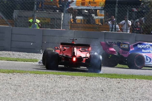 Sport Bilder des Tages Photo4 LaPresse 08 09 2019 Monza, Italy Grand Prix Formula One Italia 2019 In the pic: Sebastian Vettel (GER) Scuderia Ferrari SF90 and Lance Stroll (CDN) Racing Point F1 Team RP19  Copyright: xPhoto4 LaPressex
