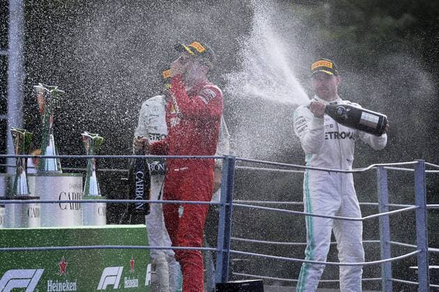 LECLERC Charles F1 Team Scuderia Ferrari mit BOTTAS und HAMILTON Sieger F1 Grand Prix von Italien 2019 in Monza am 08.09. 2019 in Monza