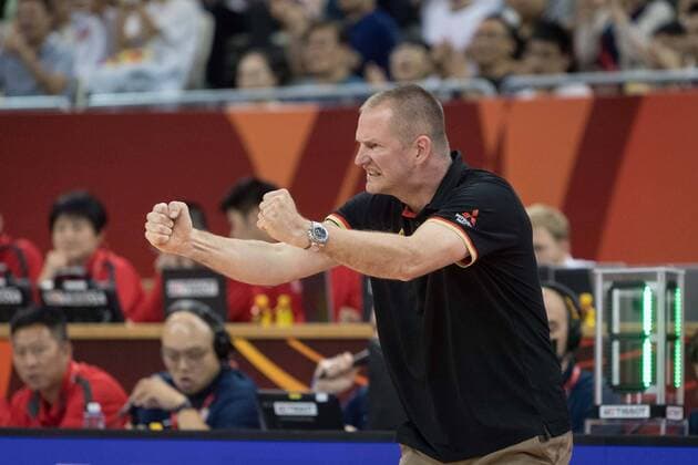Basketball Shanghai 09.09.2019 FIBA Basketball Weltmeisterschaften World Cup WM Weltmeisterschaft Deutschland (GER) - Kanada (CAN) Henrik Rödl (Deutschland, Bundestrainer) Rodl Roedl Jubel