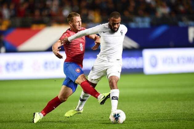Fußball, U21 Länderspiel, Frankreich - Tschechien Bryan Mbeumo (Fra) vs Filip Havelka (Rep Tcheq) FOOTBALL : France espoirs vs Republique Tcheque - 09 09 2019 JBAutissier Panoramic 