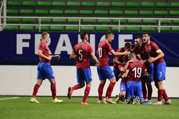 Fußball, U21 Länderspiel, Frankreich - Tschechien Joie des joueurs de la Republique Tcheque apres le but de Daniel Soucek (Rep Tcheq) FOOTBALL : France espoirs vs Republique Tcheque - 09 09 2019 JBAutissier Panoramic 