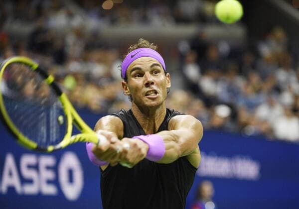 FLUSHING MEADOW, NY - SEPTEMBER 08: Rafael Nadal (ESP) in action during the men s singles title of the US Open on September 8, 2019, at the Billie Jean King Tennis Center in Flushing Meadow, NY. (Photo by Cynthia Lum Icon Sportswire) TENNIS: SEP 08 US Open Icon250190908305