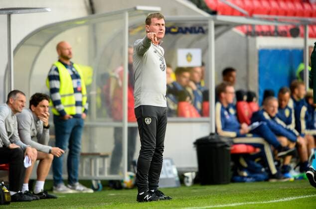 Ireland s coach Stephen Kenny gestures during Under-21 European Cup qualifying round group 1 between Sweden and Republic of Ireland at Kalmar Arena Tuesday Sep. 10, 2019.. Photo Patric Soderstrom TT code 10760 Kalmar Sweden SOCCER x10760x Copyright: xPatricxSoderstrom TTx U21 SWEDEN-IRELAND