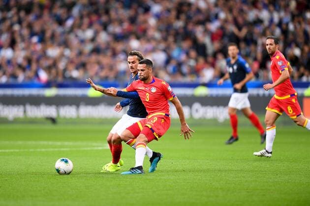 Fußball, EM Quali, Frankreich - Andorra 07 ANTOINE GRIEZMANN (FRA) - 03 MARC VALES (AND) FOOTBALL : France vs Andorre - Qualifications Euro 2020 - 10 09 2019 FEP Panoramic 