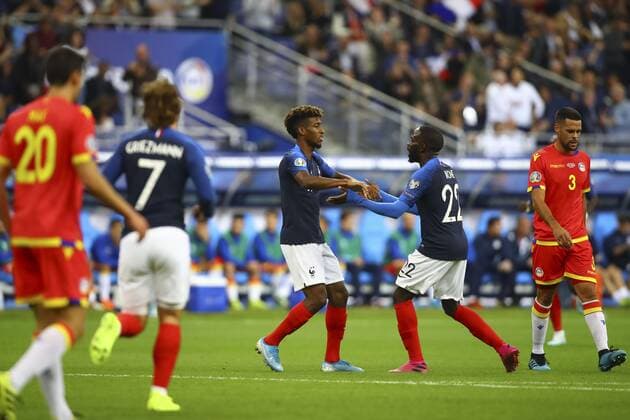Fußball, EM Quali, Frankreich - Andorra joie Kingsley Coman (France) et Jonathan Ikone (France) FOOTBALL : France vs Andorre - Match de Qualifications EURO 2020 - 10 09 2019 GwendolineLeGoff Panoramic 