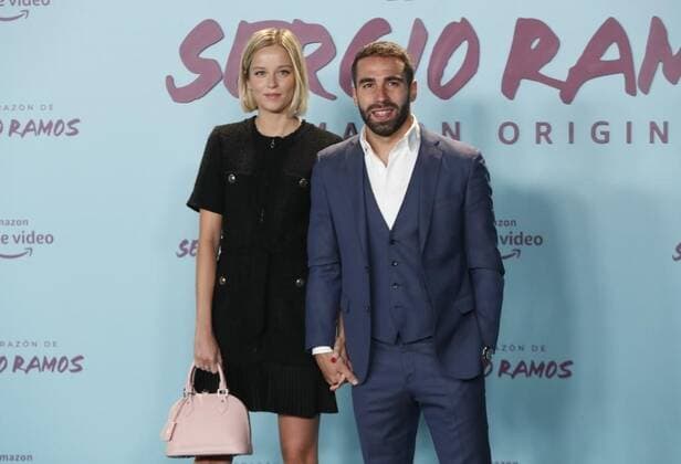 Presentacion del documental de Sergio Ramos en el museo Reina Sofia. En la imagen, Carvajal y su pareja. Sergio Ramos during the presentation of the documentary about his life at Reina Sofia museum. In this picture, Carvajal ans his partner. 