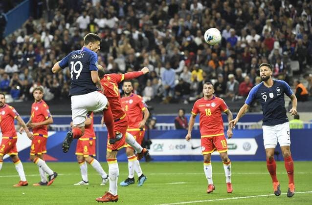 But et joie de Clement Lenglet avec Olivier Giroud FOOTBALL : Eliminatoires Euro 2020 UEFA France vs Andorre 10 09 2019 MAO PANORAMIC 