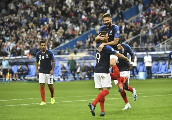 But et joie de Clement Lenglet avec Olivier Giroud FOOTBALL : Eliminatoires Euro 2020 UEFA France vs Andorre 10 09 2019 MAO PANORAMIC 