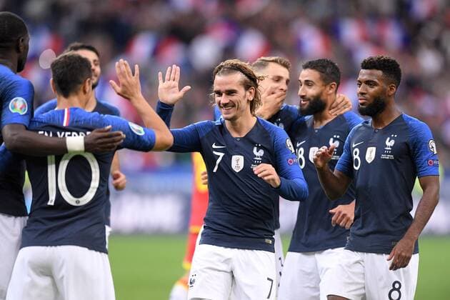 JOIE - 07 ANTOINE GRIEZMANN (FRA) - 08 THOMAS LEMAR (FRA) FOOTBALL : France vs Andorre - Qualifications Euro 2020 - 10 09 2019 FEP Panoramic 
