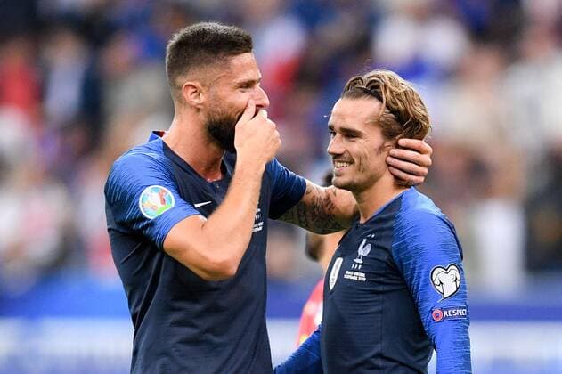 FAIR PLAY - JOIE - DECEPTION - 07 ANTOINE GRIEZMANN (FRA) - 09 OLIVIER GIROUD (FRA) FOOTBALL : France vs Andorre - Qualifications Euro 2020 - 10 09 2019 FEP Panoramic 