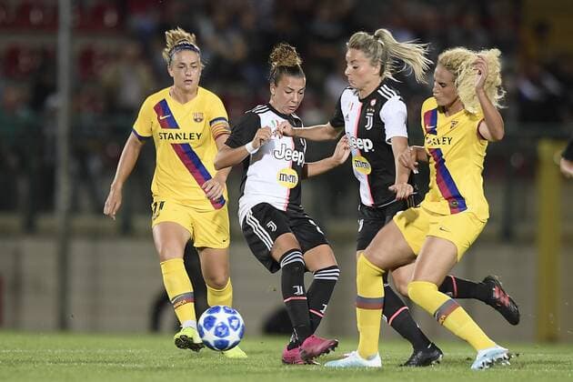 Photo LaPresse - Fabio Ferrari September 11, 2019 Alessandria ( Italy ) Women s Champions League - Juventus Women vs Futbol Club Barcelona - Round of 16 - roundtrip- Giuseppe Mocagatta Stadium of Alessandria. in the pic:-Arianna Caruso (Juventus Women)Martina Rosucci (Juventus Women)  Copyright: xLaPresse FabioxFerrarix