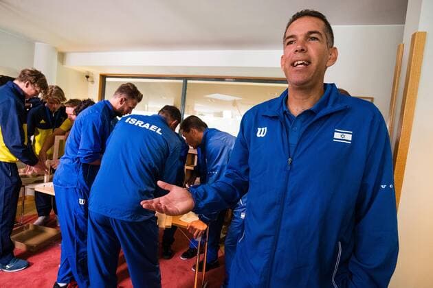 Tennis, DavisCup, Schweden - Israel, Ikea-Duell zur Auslosung 2019 Davis Cup Sweden v Israel 190912 Captain Harel Levy (ISR) a ahead of the draw ceremony on September 12, 2019 in Stockholm. Copyright: ANDREASxLxERIKSSON BB190912AE026
