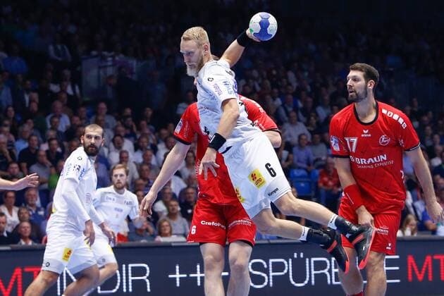 12.09.2019, xtgx, Handball Luqui Moly HBL, MT Melsungen - SC Magdeburg emspor, v.l. Matthias Musche (Magdeburg, 6) wirft Tor, Torschütze, erzielt Tor, Treffer, scores the goal Kassel